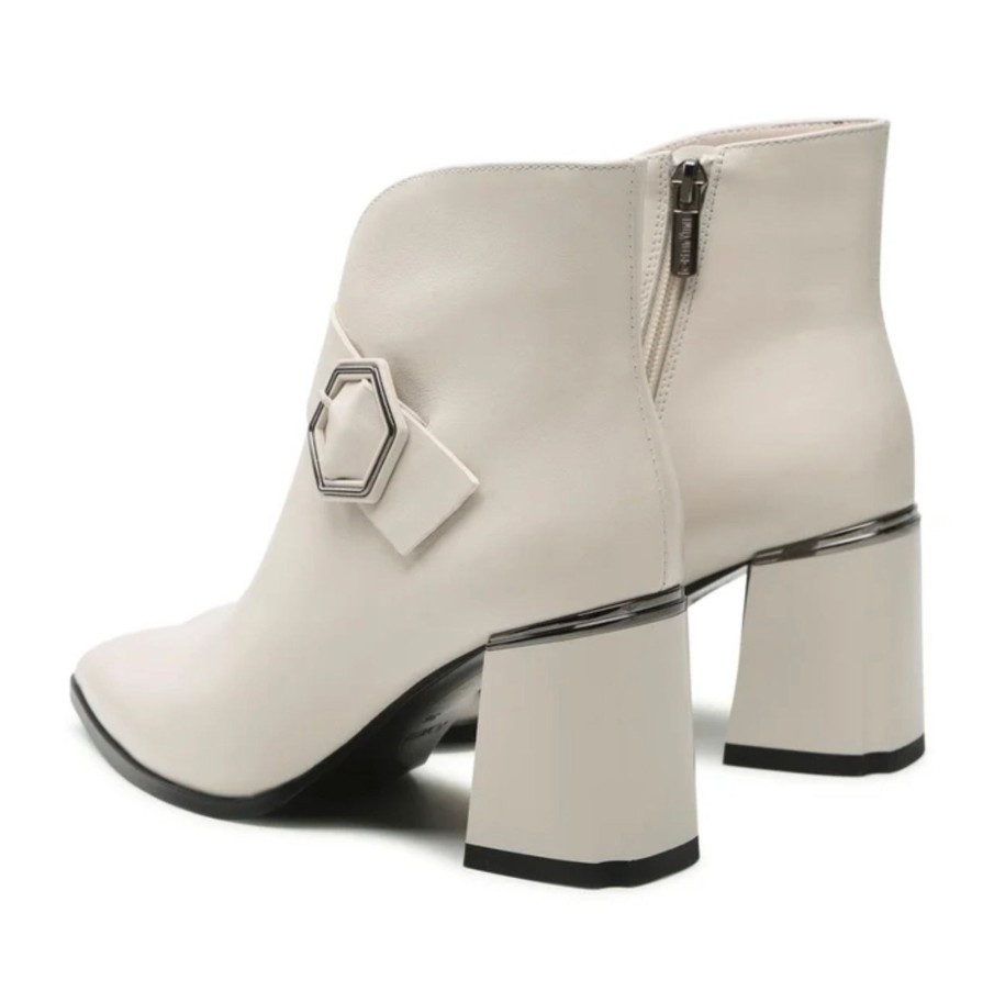 Footwear Loretta Vitale Ankle Boots | Loretta Vitale - A797B Beige Buckle Zip Ankle Boot