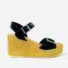 Footwear Oh My Sandals | Oh My Sandals - 5224 Black Leather Wedge With A Buckle