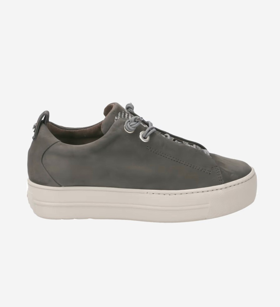 Footwear Paul Green | Paul Green - 5017 Grey Nubuck Slip On Trainer