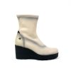 Footwear Jose Saenz | Jose Saenz - 7226 Cream Wedge Sock Boot