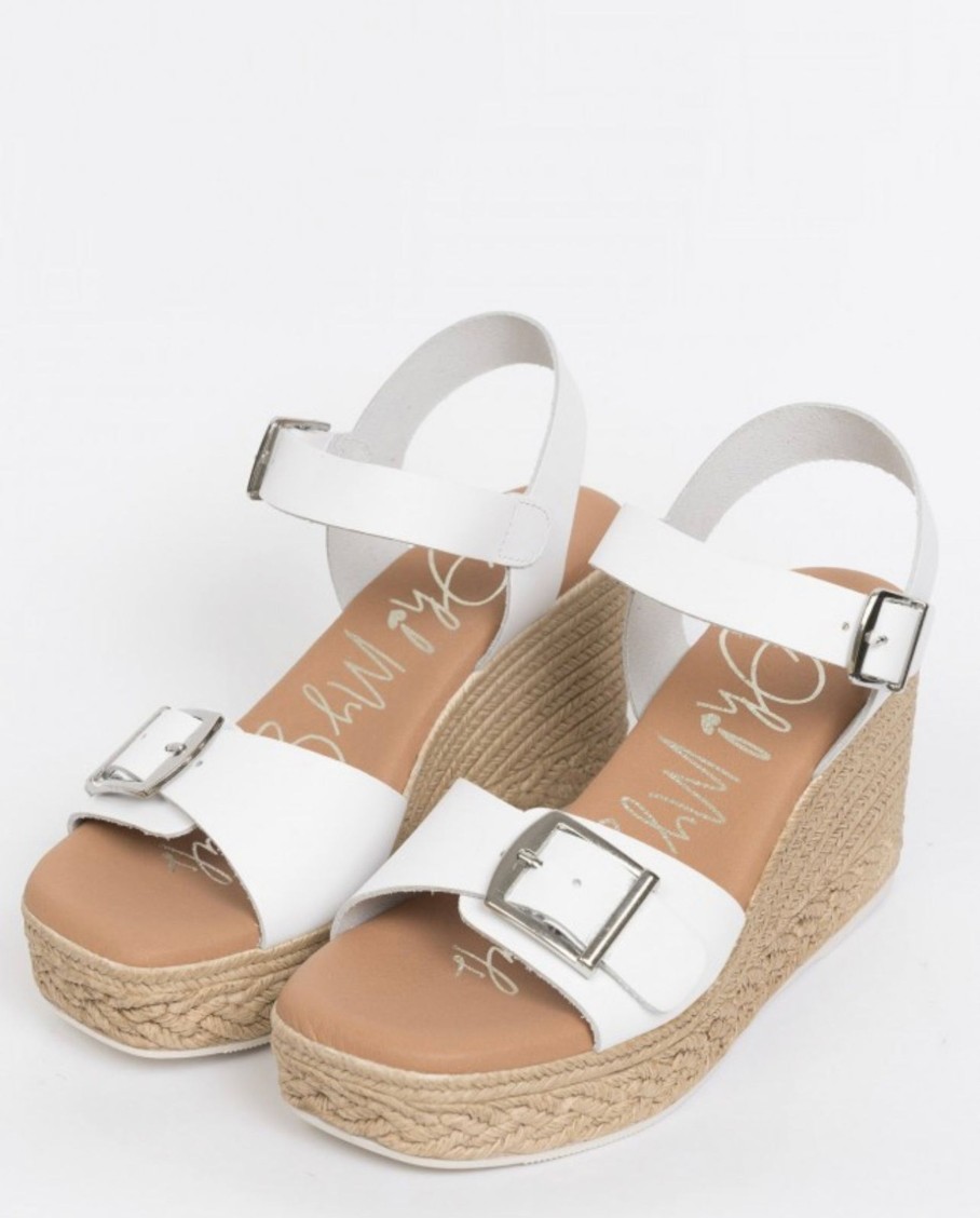 Footwear Oh My Sandals | Oh My Sandals-5224 White Leather Wedge