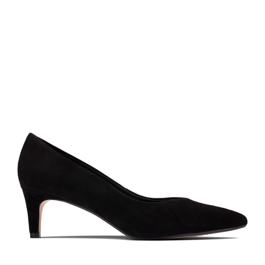 Footwear Clarks | Clarks - Black Suede Kitten Heel Court