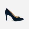 Footwear Rachel's | Rachels - Navy Court Shoe With Embellishment