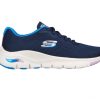 Footwear Skechers | Skechers - Navy Trainer With Arch Support