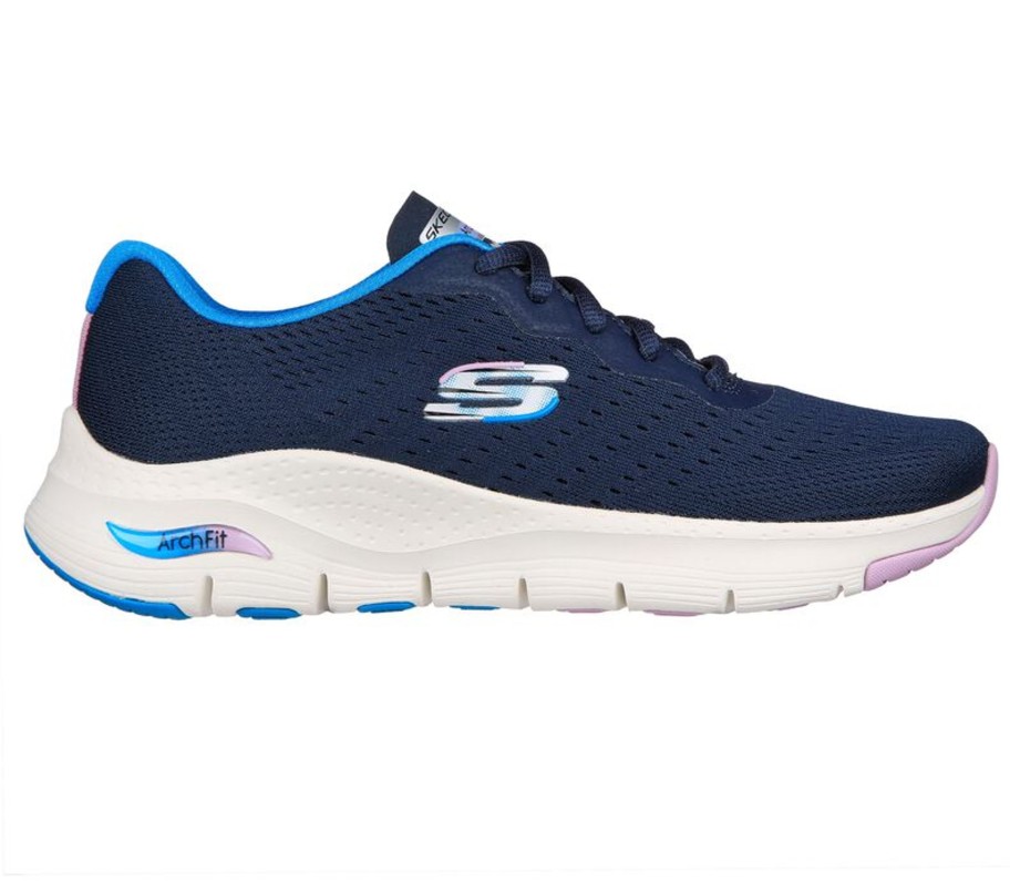 Footwear Skechers | Skechers - Navy Trainer With Arch Support