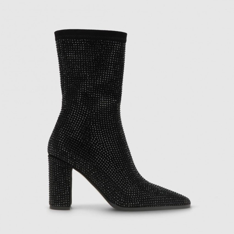 Footwear Lodi | Lodi - Vetusa Black Rhinestone Ankle Boot