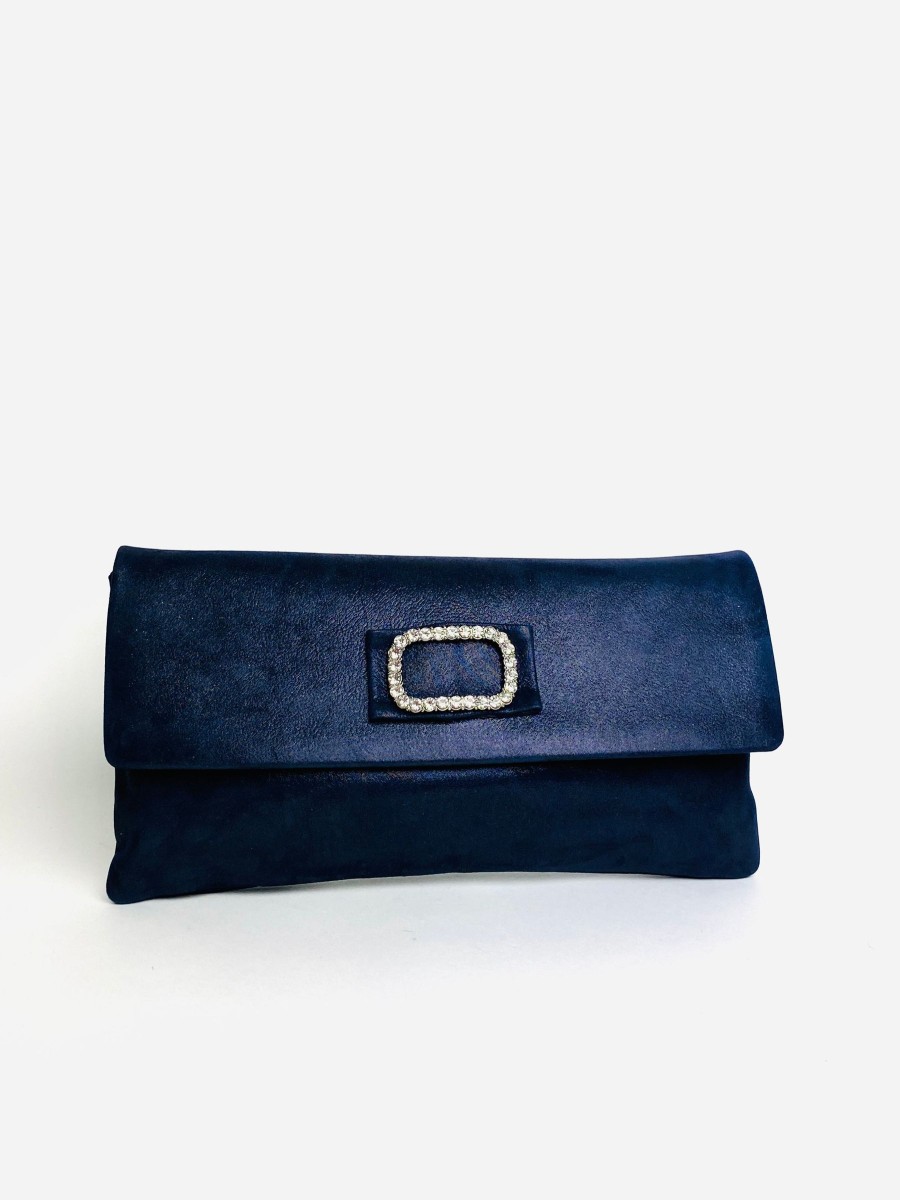 Bags Le Babe | Le Babe - Bomilly Navy Diamonte Clutch