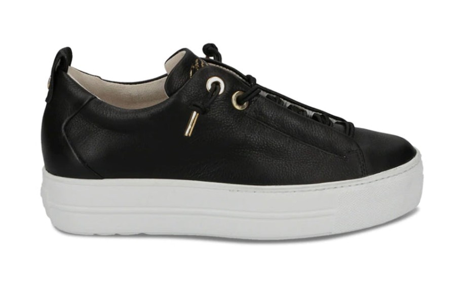 Footwear Paul Green | Paul Green - 5017 Black Elastic Slip On Trainer