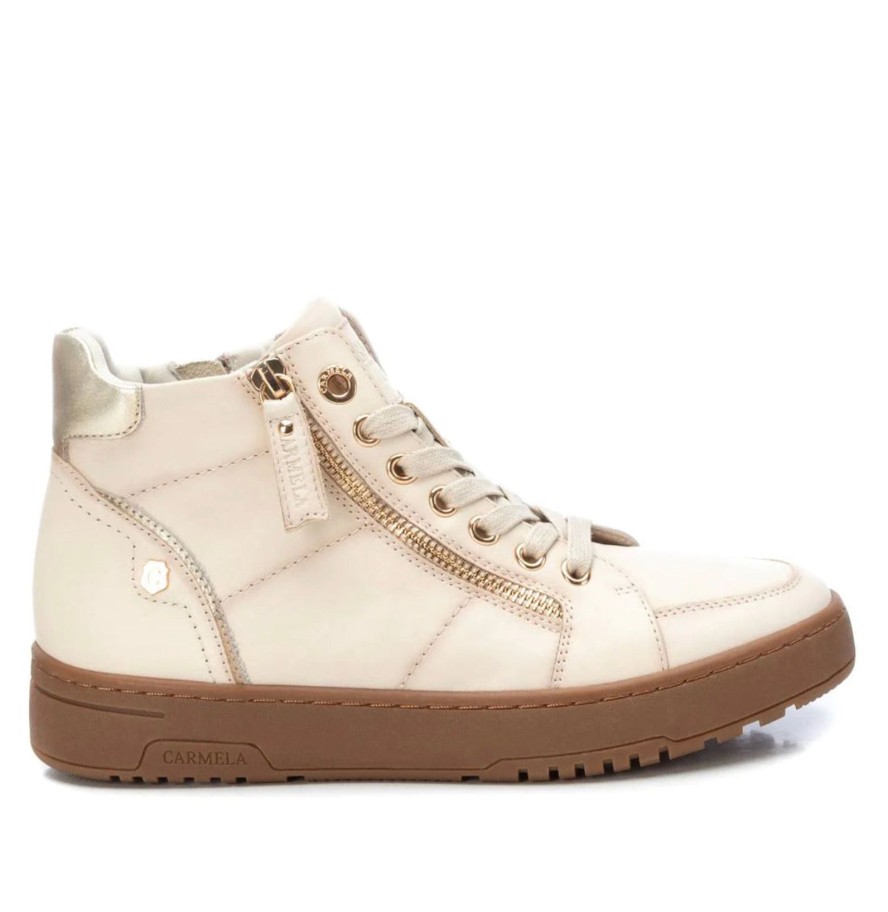 Footwear Carmela Ankle Boots | Carmela - 161076 Ivory Hi Top Trainer