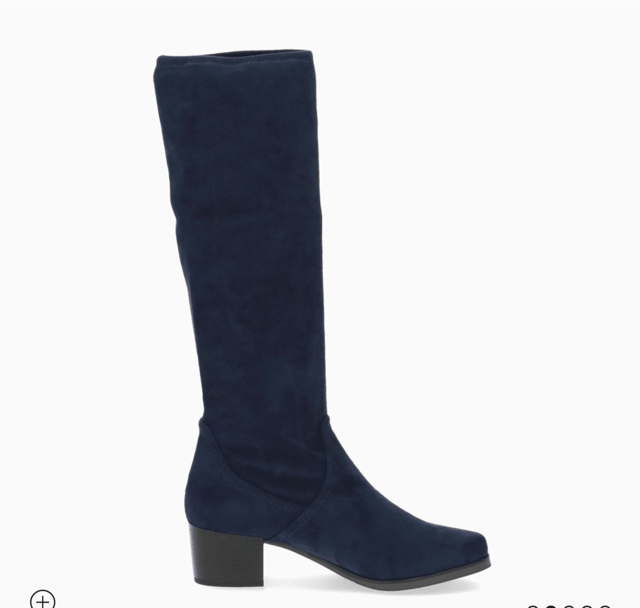 Footwear Caprice Knee High Boots | Caprice - 25506 Navy Stretch Book With A Med Heel