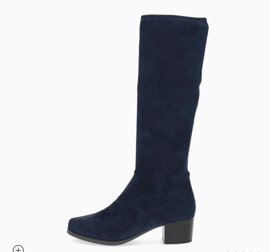 Footwear Caprice Knee High Boots | Caprice - 25506 Navy Stretch Book With A Med Heel