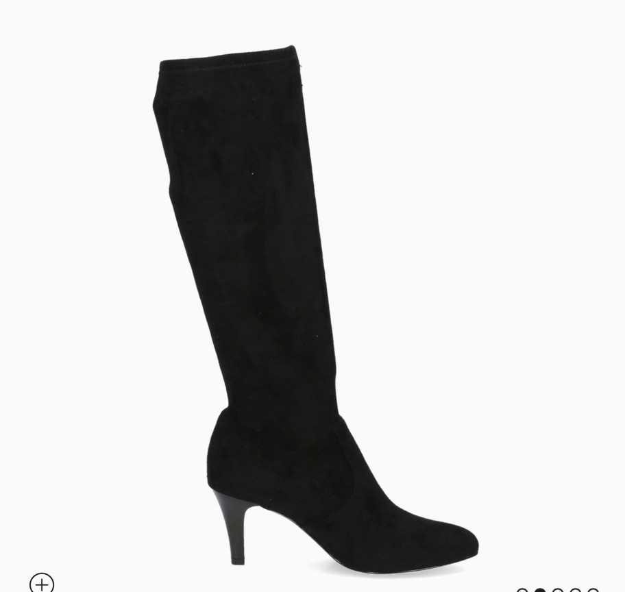 Footwear Caprice Knee High Boots | Caprice - 25524 Black Stretch Boot With A Thin Heel