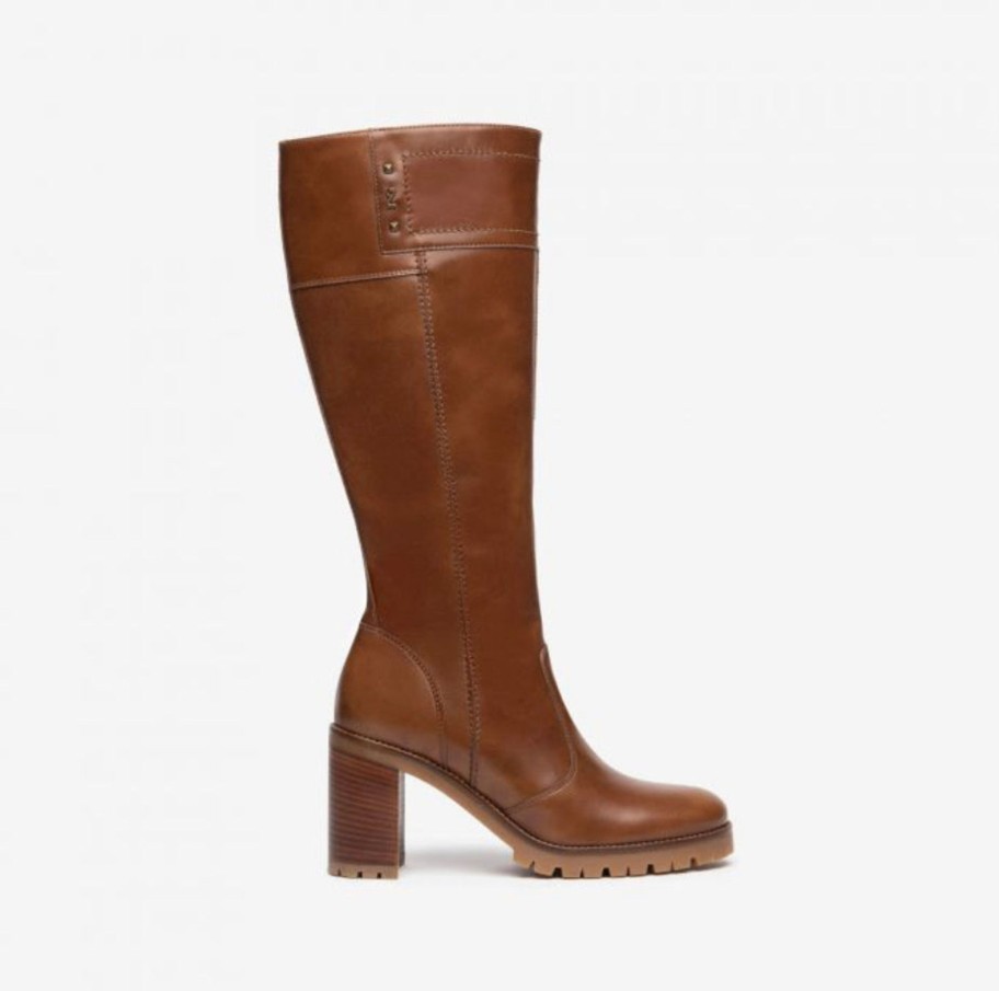 Footwear NeroGiardini Knee High Boots | Nerogiardini - I3089832D Tan Leather Knee High Boot