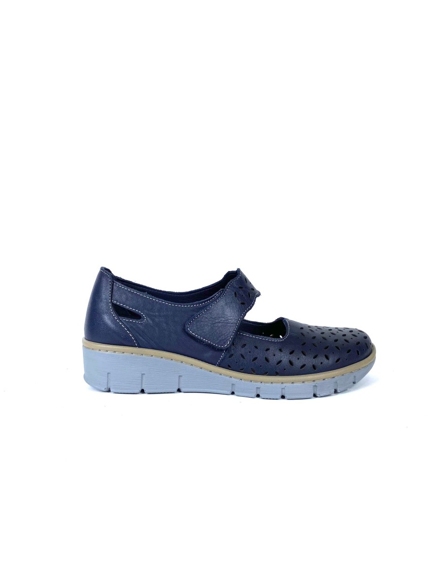 Footwear Softmode | Softmode- Navy Perforated Slip On