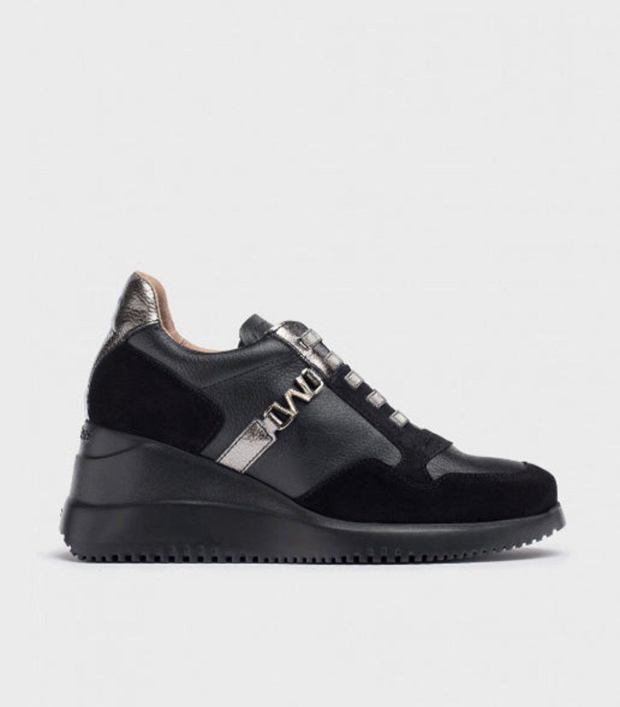 Footwear Wonders | Wonders - G-6610 Black Wedge Trainer