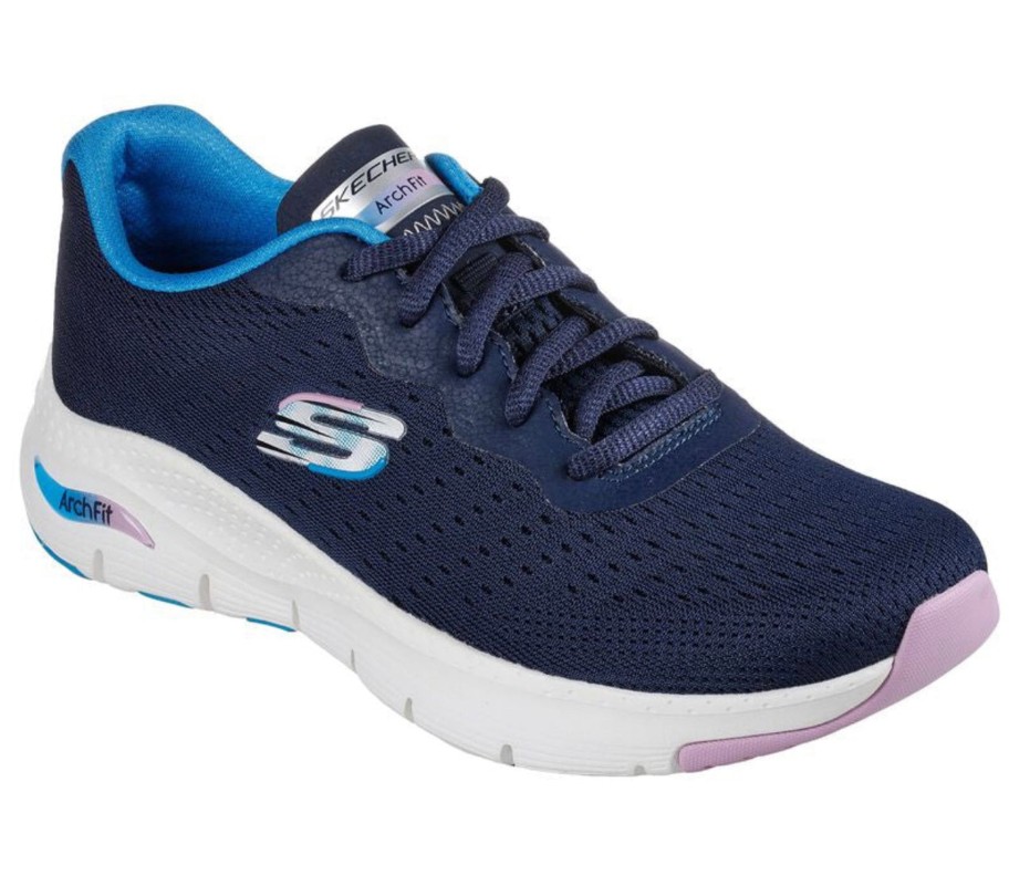 Footwear Skechers | Skechers - Navy Trainer With Arch Support