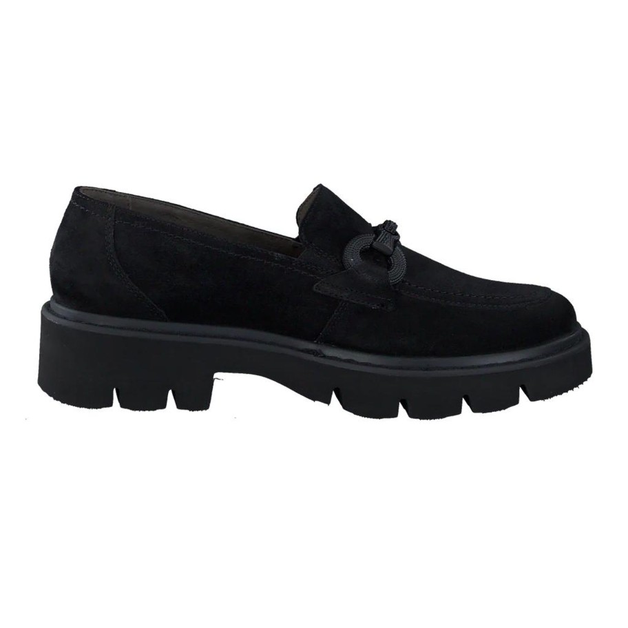 Footwear Paul Green | Paul Green- 1043 Black Suede Loafer