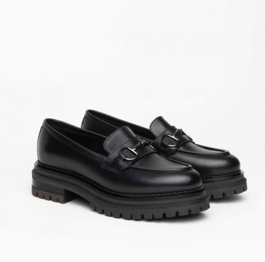 Footwear NeroGiardini | Nerogiardini - L217715D Black Chunky Leather Loafer