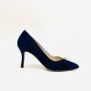 Footwear Rachel's | Rachel'S - Navy Suede Court With A Jewel