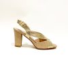 Footwear Sorento | Sorento - Gold Glitz Crisscross Block Heel