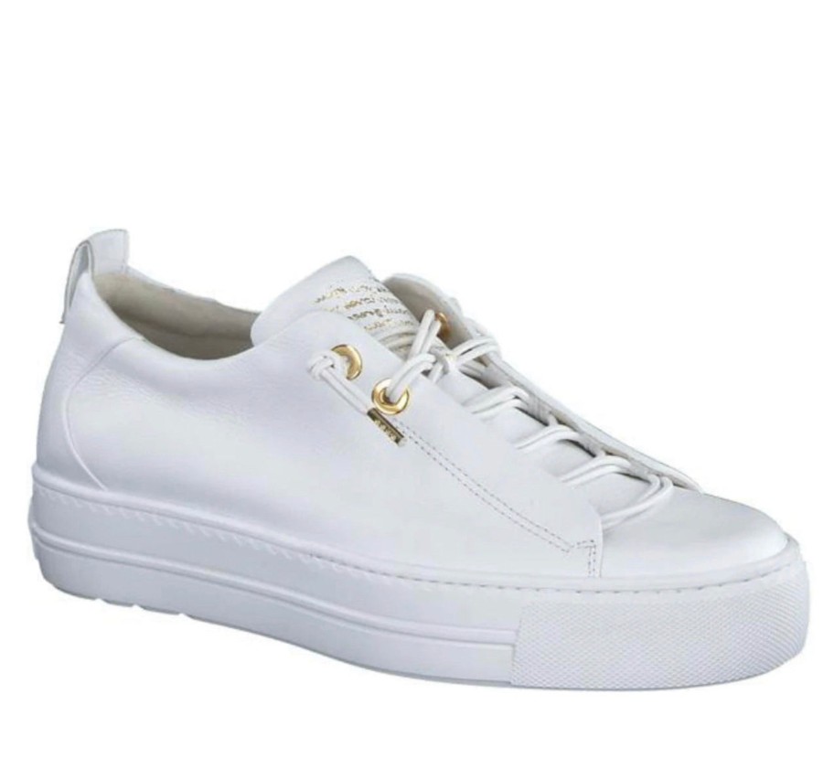 Footwear Paul Green | Paul Green - 5017 White Elastic Slip On Trainer