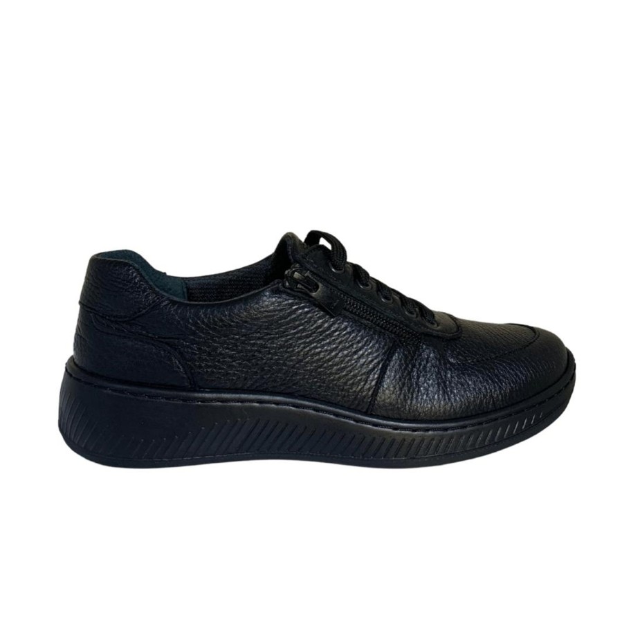 Footwear Softmode | Softmode- Black Leather Shoe With Zip [Extra Wide Fit]