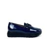 Footwear Wonders | Wonders - A-2453 Navy Patent Wedge Loafer