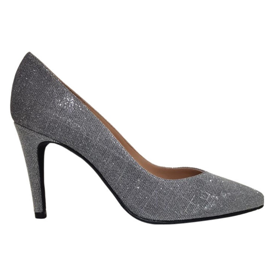 Footwear Brenda Zaro | Brenda Zaro - Silver And Grey Glitz Court Shoe