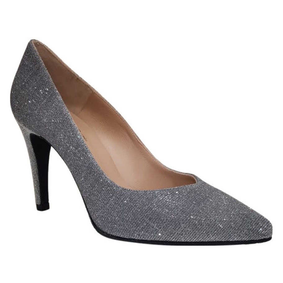 Footwear Brenda Zaro | Brenda Zaro - Silver And Grey Glitz Court Shoe