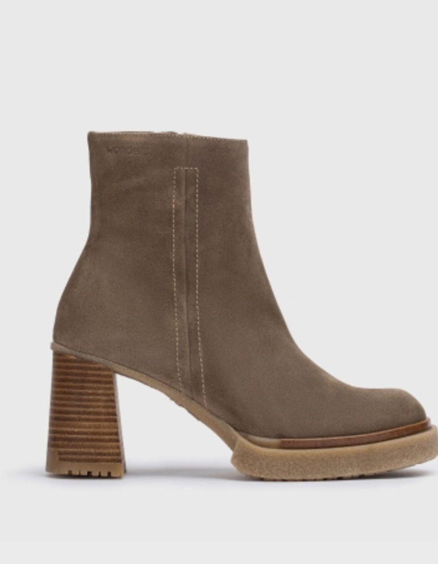 Footwear Wonders Ankle Boots | Wonders - Taupe Suede Ankle Boot