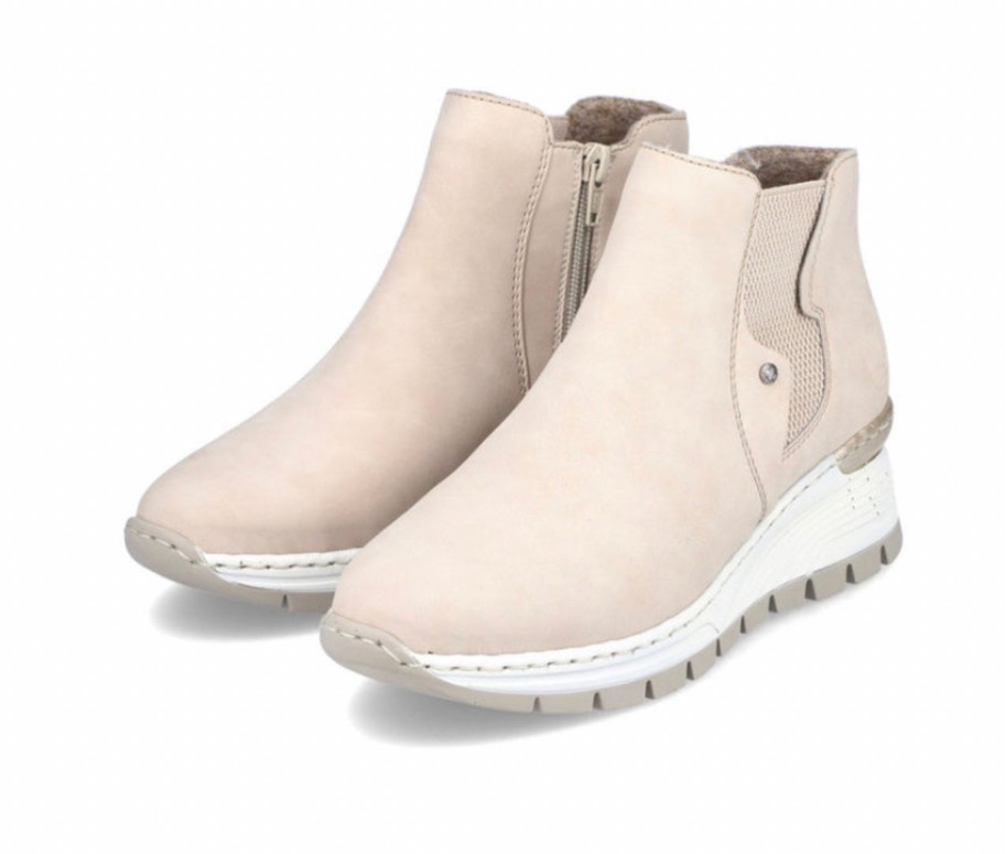 Footwear Rieker Ankle Boots | Rieker - N8361 Beige Wedge Ankle Boot