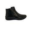 Footwear Softmode Ankle Boots | Softmode - Black Patent Crocodile Double Zip Ankle Boot(Wide Fit)