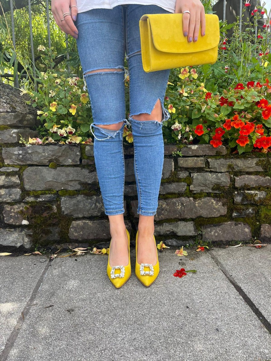 Footwear Rachel's | Rachels - Amarillo Medium Court Shoe With Diamonte