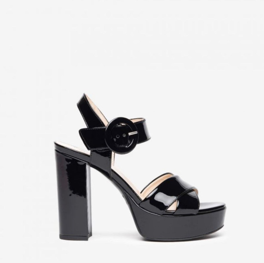 Footwear NeroGiardini | Nerogiardini - Black Patent Platform With A Buckle