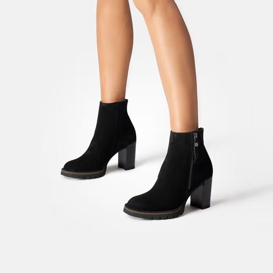 Footwear Paul Green Ankle Boots | Paul Green - 8054 Black Zip Ankle Boot