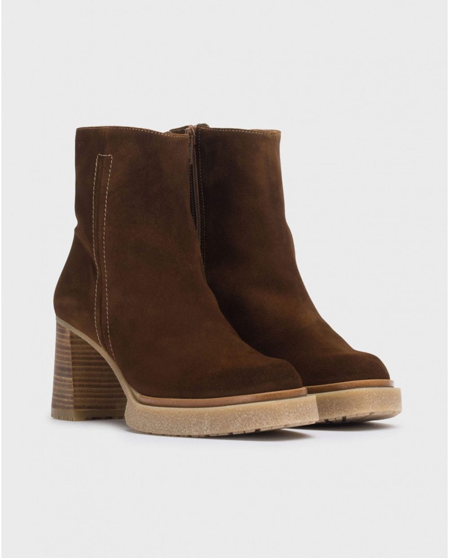 Footwear Wonders Ankle Boots | Wonders - Brown Leather Suede Ankle Boots