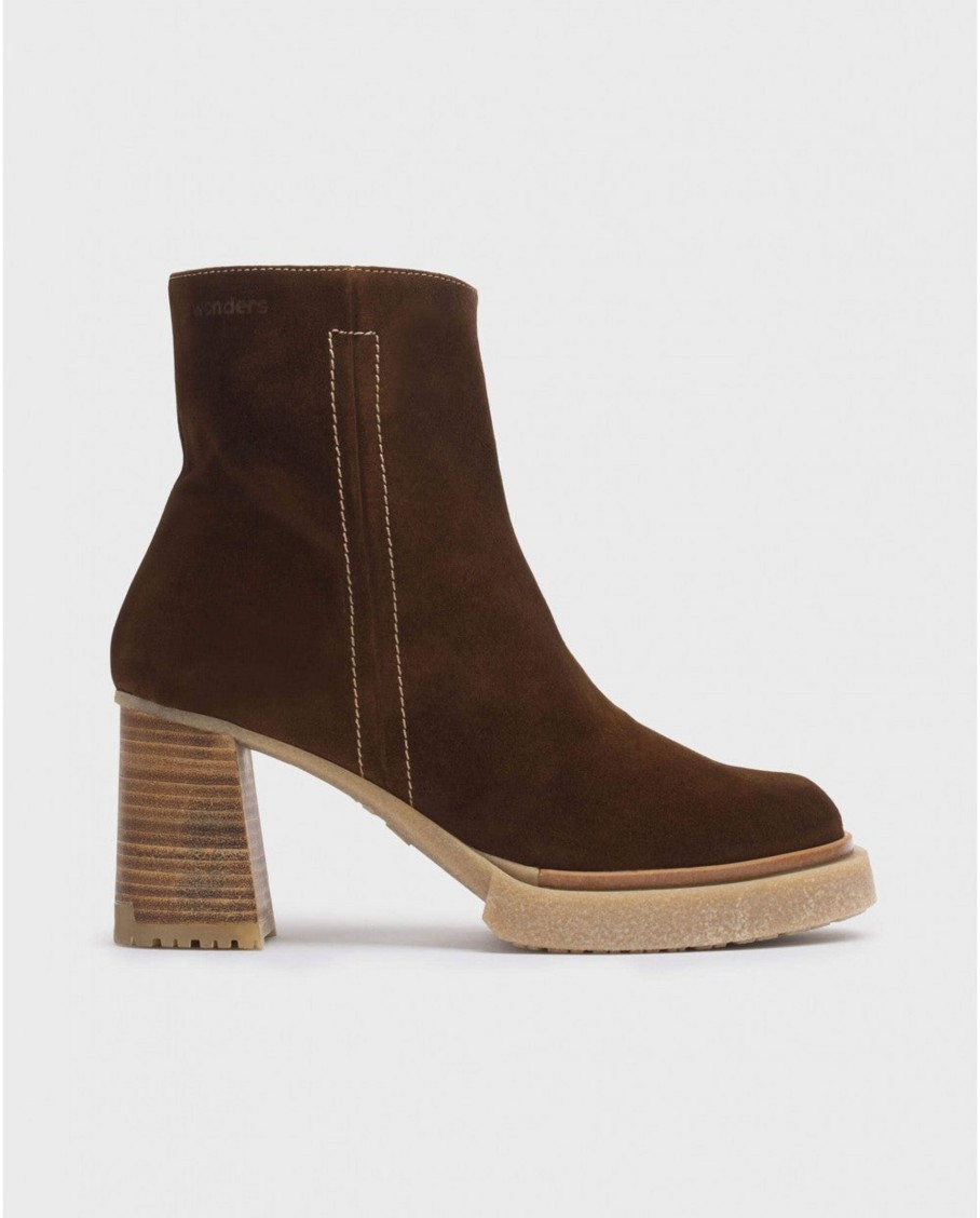 Footwear Wonders Ankle Boots | Wonders - Brown Leather Suede Ankle Boots