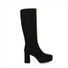 Footwear Unisa Knee High Boots | Unisa - Mateu Black Suede Platform Knee High Boot