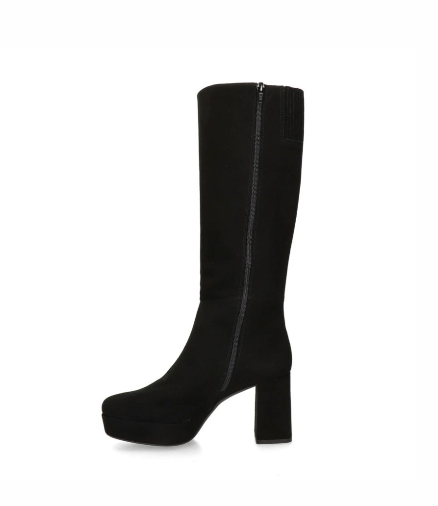 Footwear Unisa Knee High Boots | Unisa - Mateu Black Suede Platform Knee High Boot