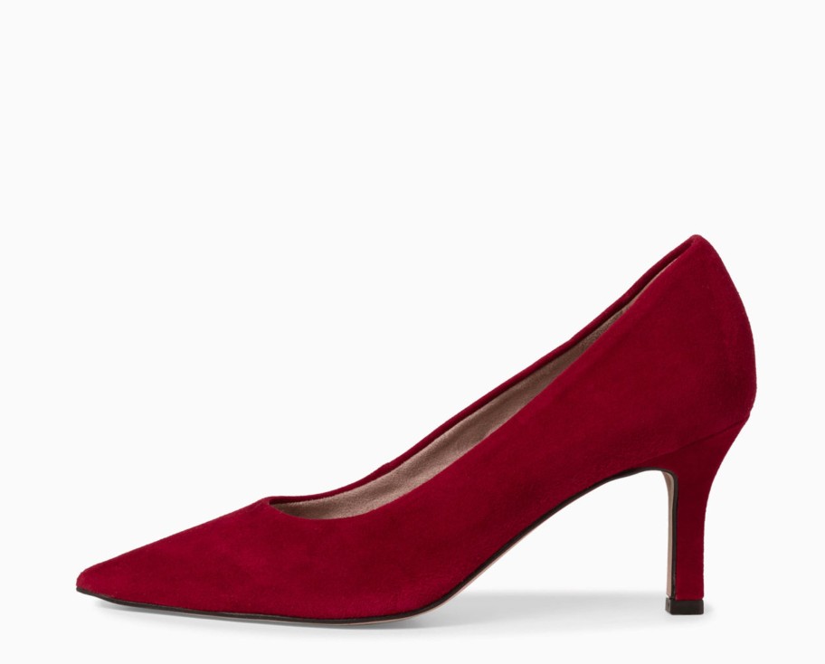 Footwear Tamaris | Tamaris - 22434 Red Suede Kitten Heel Court