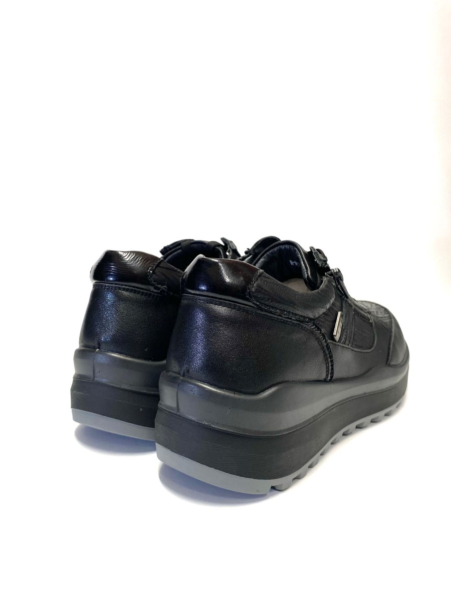 Footwear G Comfort | G Comfort R 9281 Black Leather Zip Trainer