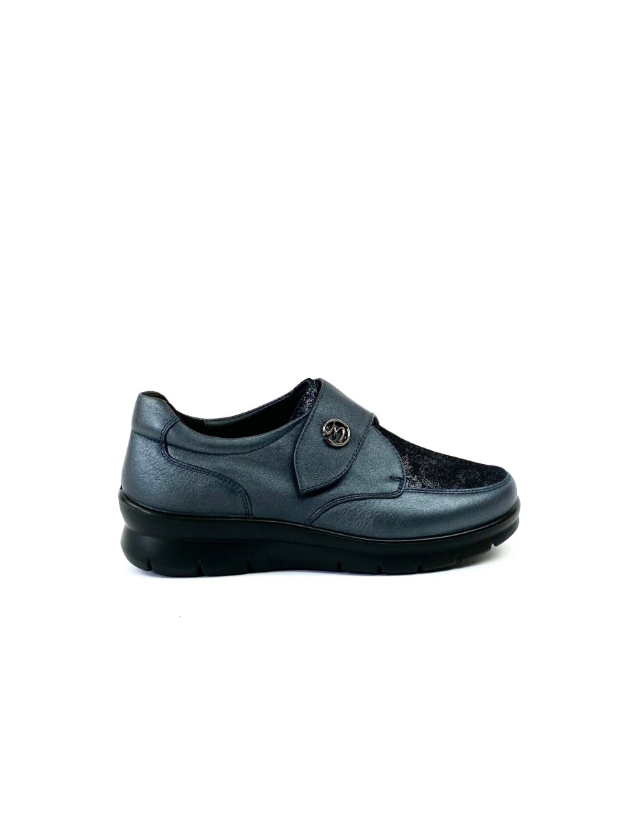 Footwear G Comfort Waterproof Shoes & Boots | G Comfort - P-8261 Navy Shimmer Velcro Extra Wide