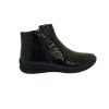 Footwear Softmode | Softmode - Black Patent Crocodile Double Zip Ankle Boot(Wide Fit)