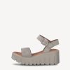 Footwear Tamaris | Ccdm Tamaris - 28712 Taupe Suede Wedge Ripple Sandal