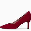 Footwear Tamaris | Tamaris - 22434 Red Suede Kitten Heel Court