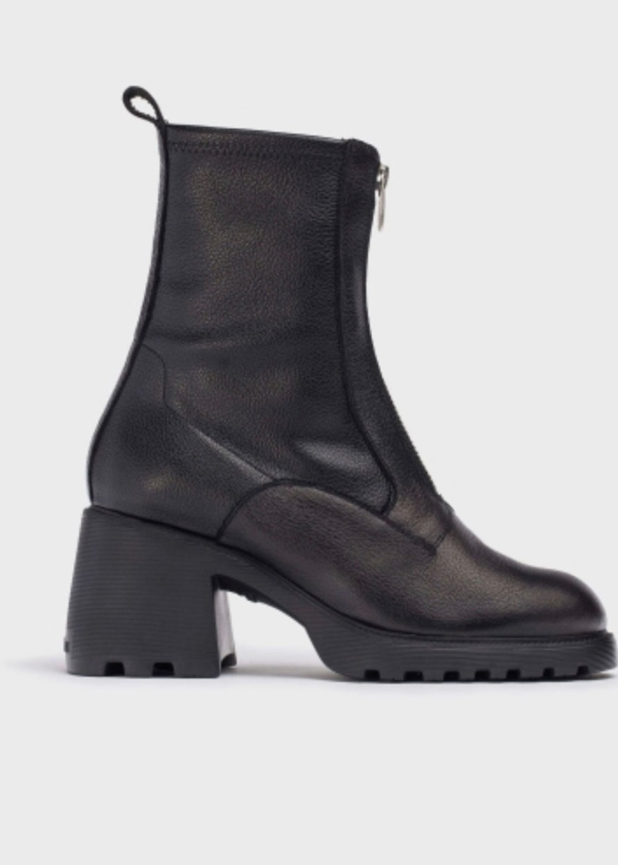 Footwear Wonders Ankle Boots | Wonders - G-6701 Black Ankle Boot With A Front Zip