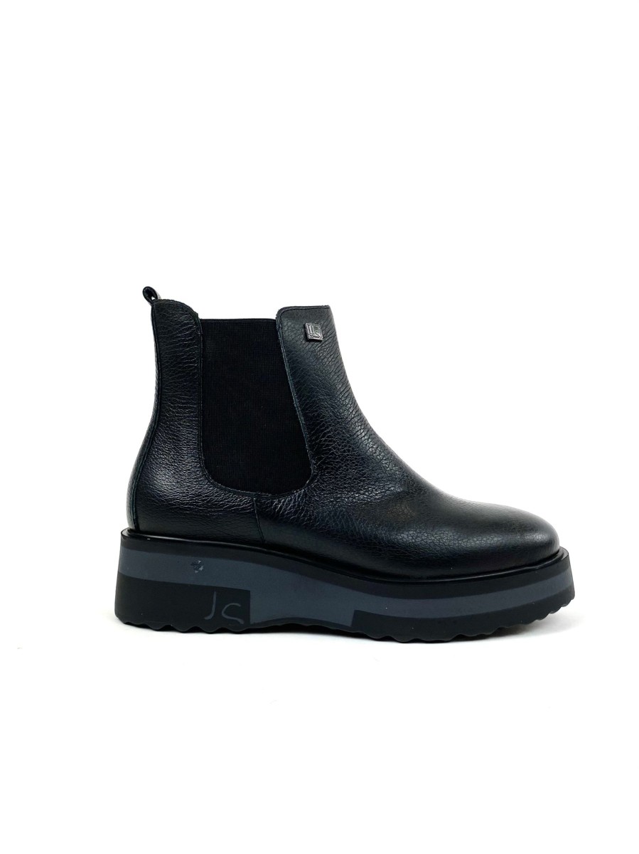 Footwear Jose Saenz Ankle Boots | Jose Saenz - 3157 Black Wedge Ankle Boot