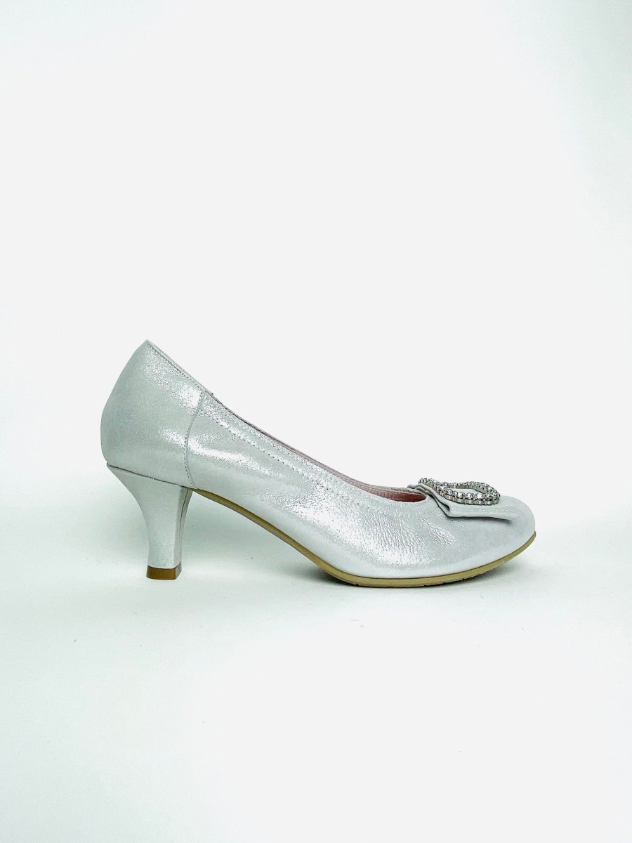 Footwear Le Babe | Le Babe - 3037S3 Silver Diamonte Kitten Heel