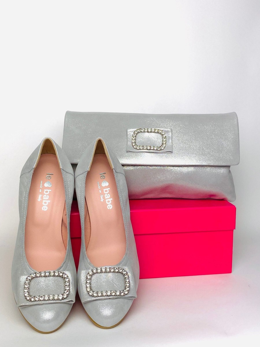 Footwear Le Babe | Le Babe - 3037S3 Silver Diamonte Kitten Heel