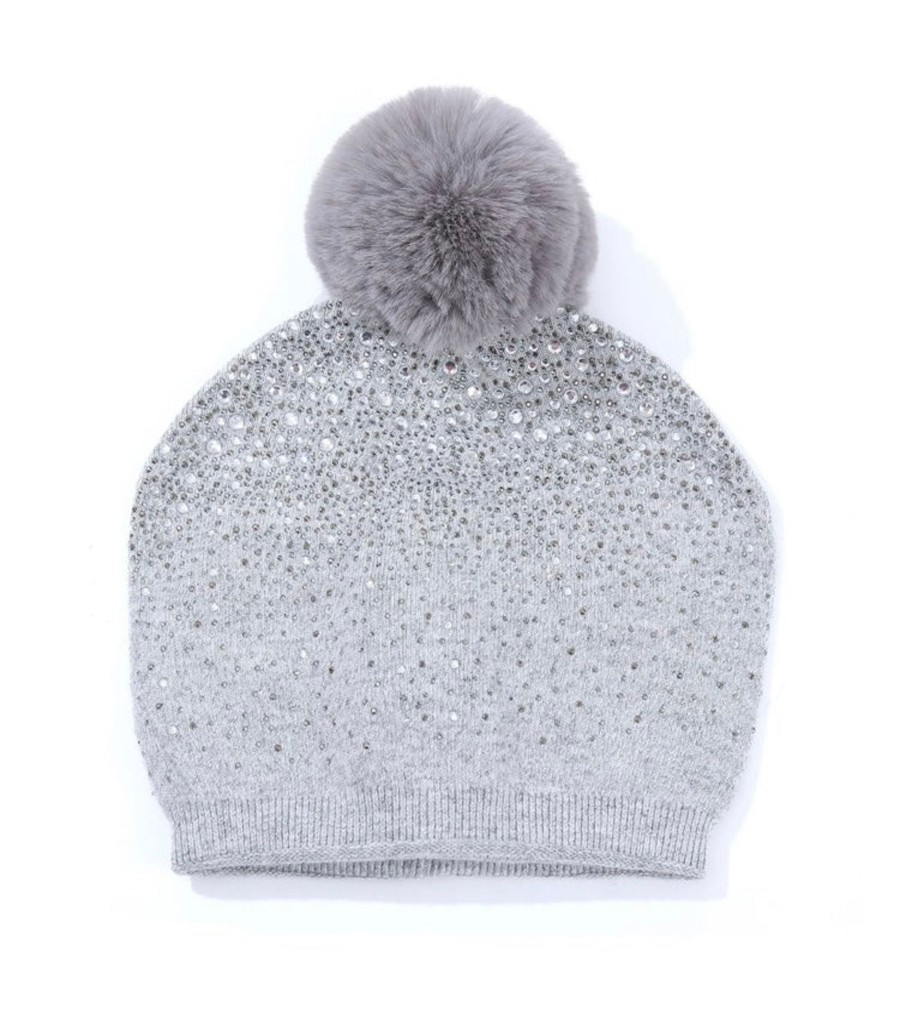 Accessories Rachel's | Rachels - Grey Angora Wool Hat & Mitten Set